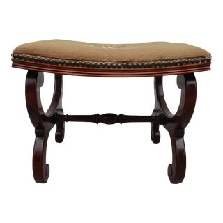 Mahogany William IV Style Footstool With Brass Tacks For Sale