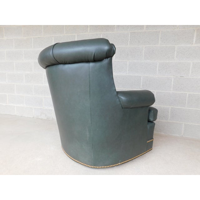 Early 21st Century Hancock & Moore Leather Swivel Rocking Arm Club Chair For Sale - Image 5 of 17