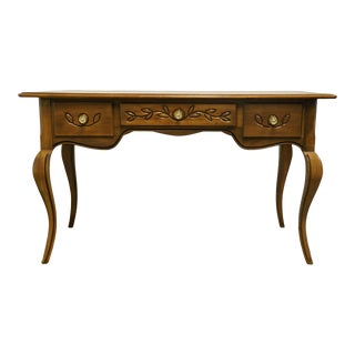 Hekman Furniture Country French Provincial 53" Writing Desk W. Carved Leaf Accents For Sale