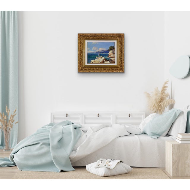 Gustave Vidal, Fishermen on the Rocks, 1930s, Oil Painting, Framed For Sale - Image 18 of 18