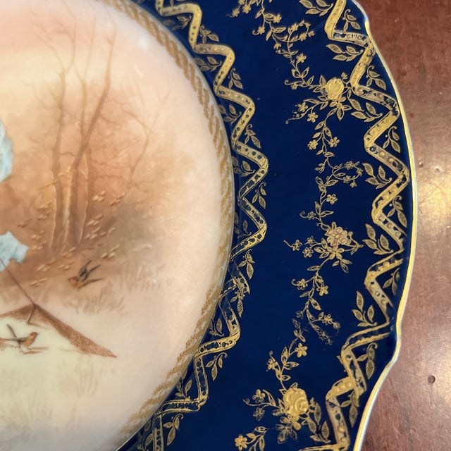 Haviland Limoges Cabinet Portrait Plate Features Cobalt & Gold # 1 of 2 For Sale - Image 4 of 11