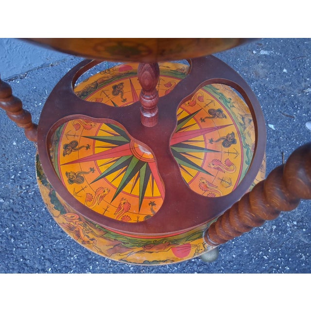 Brown Mid Century World Globe Dry Bar For Sale - Image 8 of 12