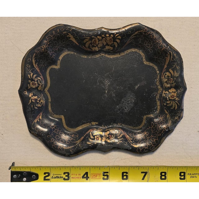 Chinoiserie Antique Tin Chinoiserie Toleware Tray For Sale - Image 3 of 3