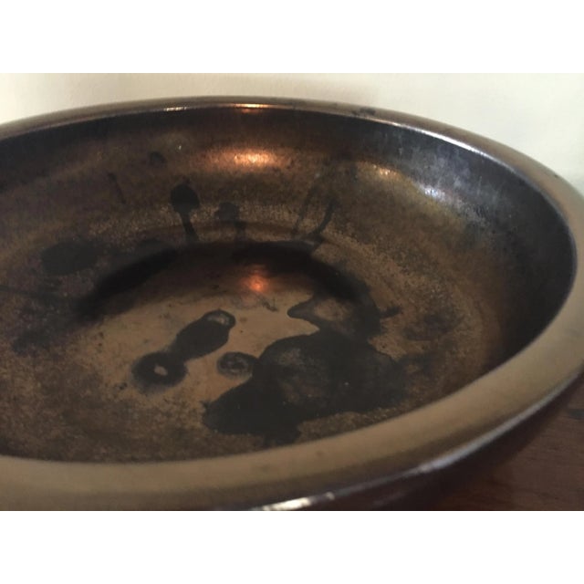 Mid-Century Modern Gainey Ceramics Metallic Glaze Center Bowl For Sale - Image 3 of 11