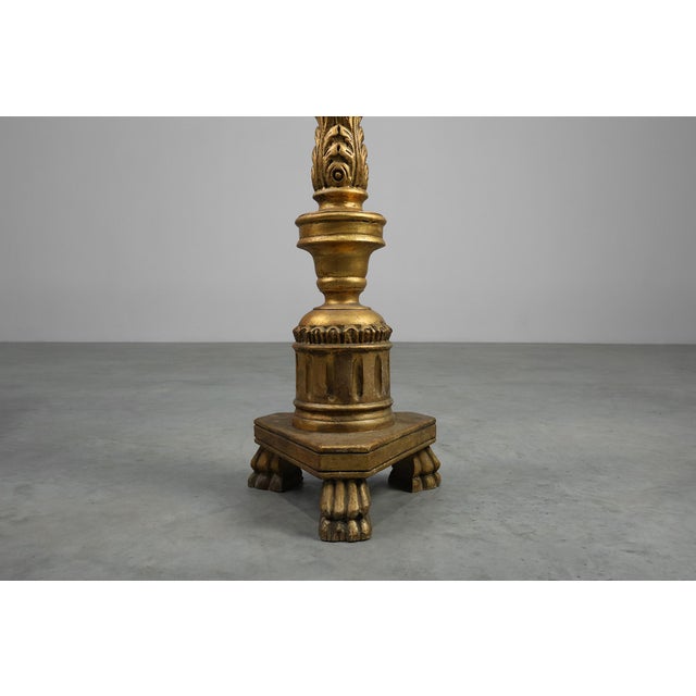 19th Century Giltwood Pedestals with Plaster Decoration, France, Set of 2 For Sale - Image 11 of 16