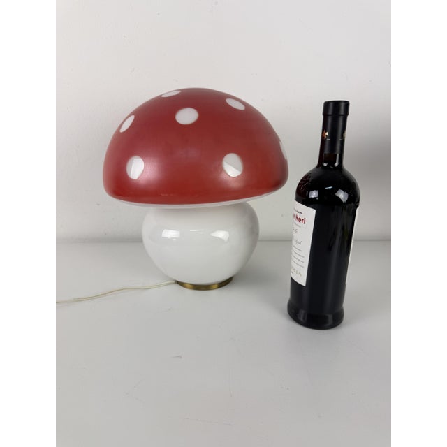 Mushroom Table Lamp in Murano Glass and Brass Base, 1970s For Sale - Image 4 of 10