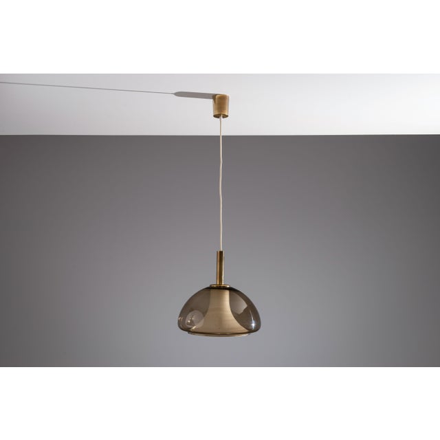 1960s Hanging Lamp with Smoked Murano Glass and Opaline Inner Shade, 1960s For Sale - Image 5 of 14