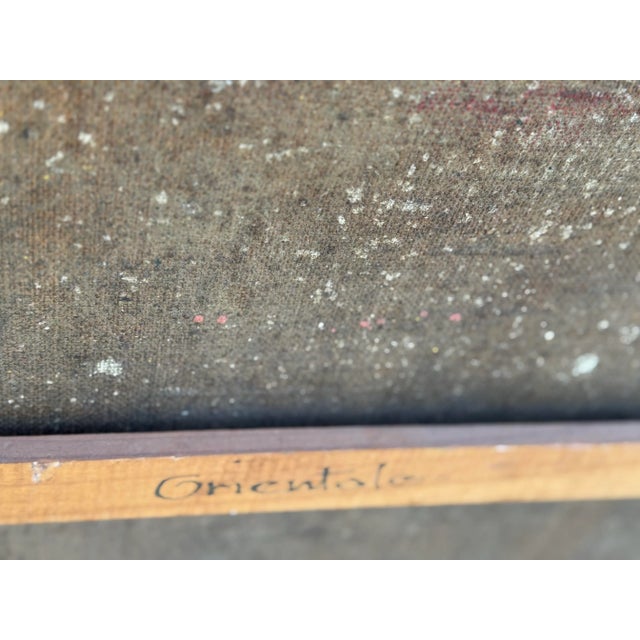 1920’s Antique French Oil Painting “Orientale” With Rich, Colorful Texture For Sale - Image 12 of 12