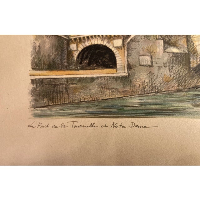 Paper Le Tournelle De Notre Dame Color Print on Paper of Famed Cathedral For Sale - Image 7 of 12