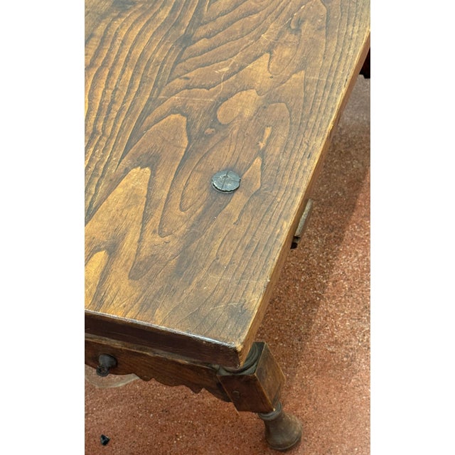 Spanish Castilian Refectory Style Walnut & Wrought Iron Coffee Table, Early 20th For Sale - Image 14 of 14