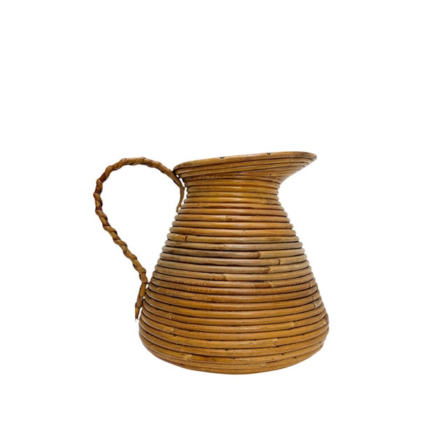 French Pencil Reed Rattan Vase, 1950s For Sale - Image 10 of 18