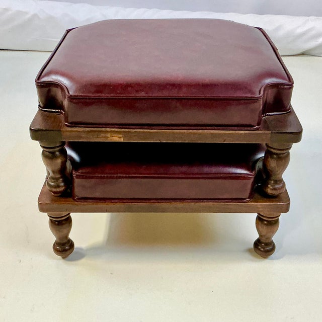 Cabin Mid-Century Boho Chic Arts & Crafts Stacking Footstools - A Pair, Ethan Allen Attributed. For Sale - Image 3 of 9