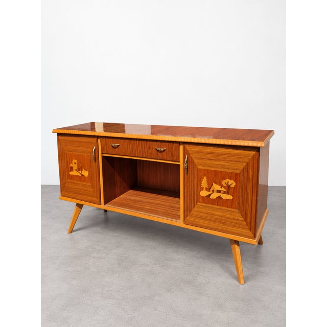 Wood Mid-Century Sideboard in Burl Wood, 1950 For Sale - Image 7 of 10