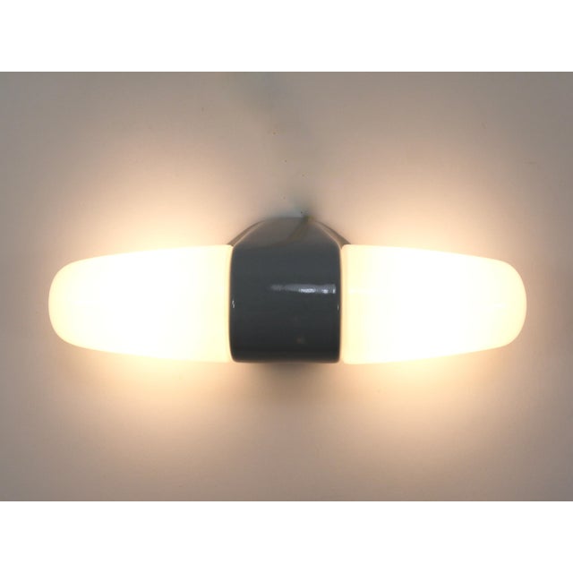 Bauhaus Gray Sconce Double Wall Light by Wilhelm Wagenfeld attributed to Linder, Germany, 1950s For Sale - Image 16 of 17