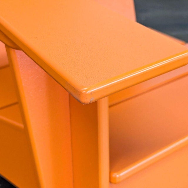 Wood Room & Board Emmet Orange Outdoor Rocking Chair Pair and Table Set For Sale - Image 7 of 9