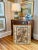 American Early 20th Century Ruth Bunny Baldwin Floral Mixed Media Still Life on Ikat Cowtan and Tout Fabric in Gold Frame For Sale - Image 3 of 7