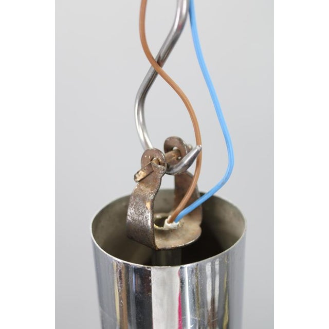 Art Deco Chrome and Sandblasted Glass Chandelier, 1940s For Sale - Image 10 of 12