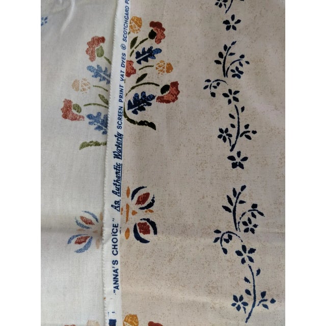 Textile Vintage English Cottage Block Print Style Schumacher Fabric 1.8 Yards For Sale - Image 7 of 15