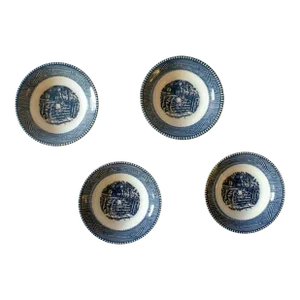 Mid 20th Century Currier & Ives Fruit/Dessert Bowl- Set of 4