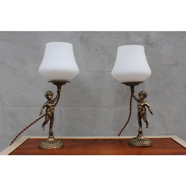 Vintage Cherub Bedside Lamps in Brass For Sale - Image 10 of 10