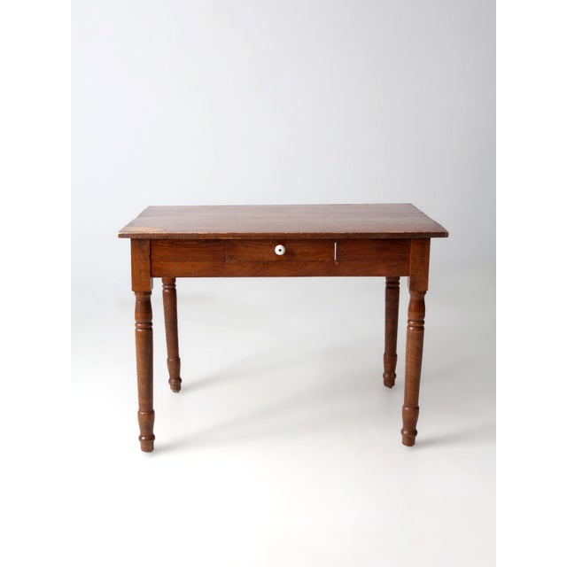 Antique Farmhouse Table With Drawer For Sale - Image 9 of 15