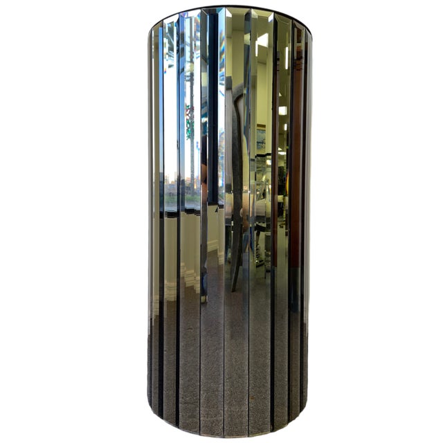 Postmodern Beveled Smoke Mirror Pedestal For Sale - Image 3 of 3