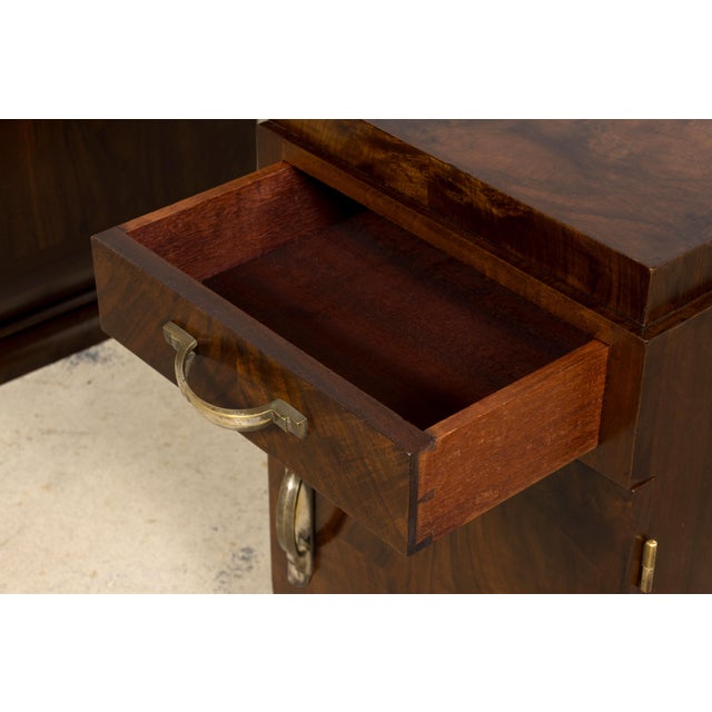 French Art Deco Walnut Burl Pedestal Desk, 1930s For Sale - Image 10 of 18
