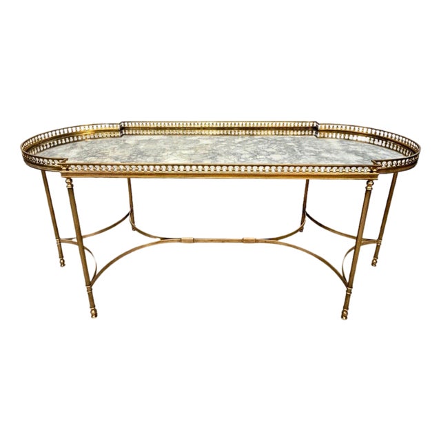 Mid-Century Bagues Style Gallery Top Brass Coffee Table For Sale