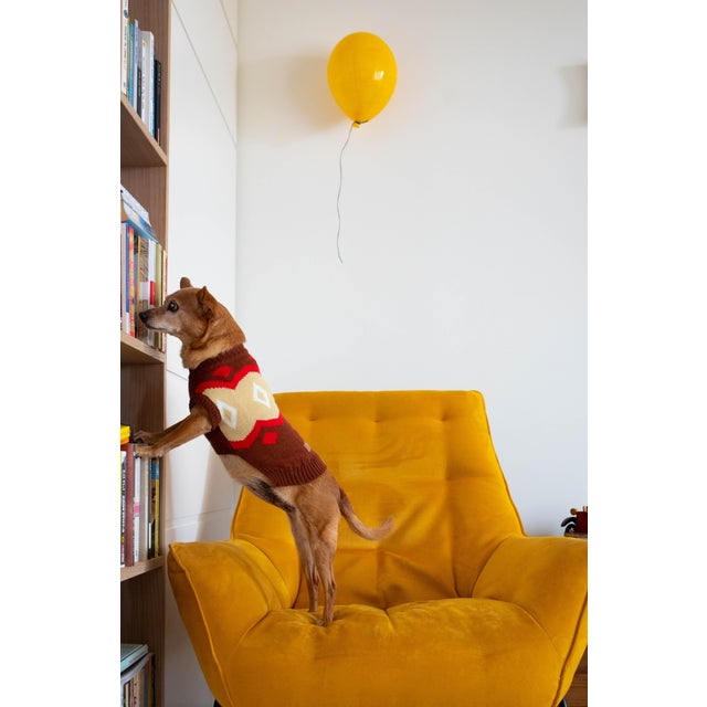 Yellow Marigold Yellow Glossy Ceramic Balloon Sculpture by ArtArsouf -Contemporary Handmade, Medium Size For Sale - Image 8 of 15