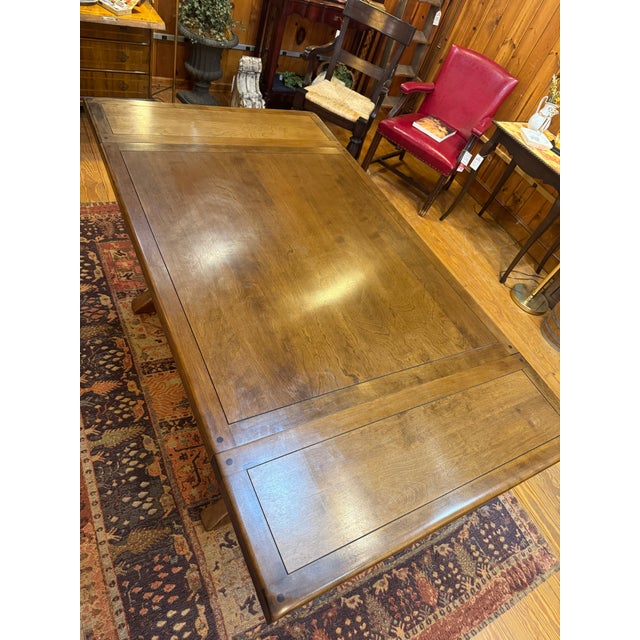 Vintage Trestle Refectory Dining Table With 2 Leaves For Sale - Image 12 of 12