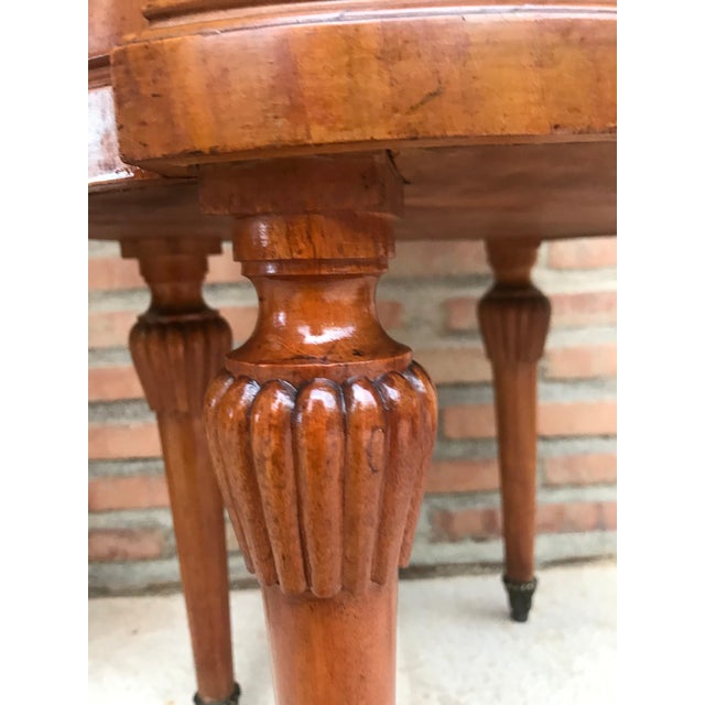 20th Louis XVI Style Marquetry Nightstands with Metal and Mirror Crest, a Pair For Sale - Image 13 of 18