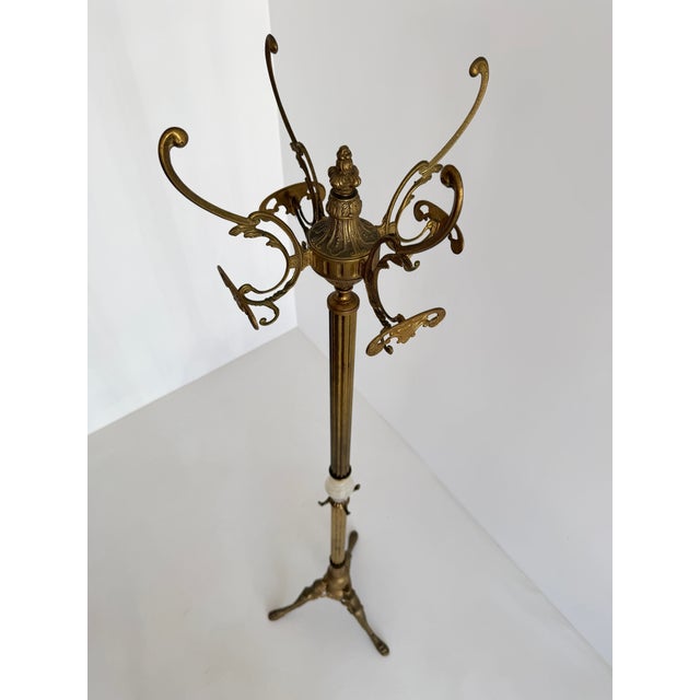 Vintage Italian Brass Coat Rack with Onyx Marble Centrepiece, 1960s For Sale - Image 16 of 18