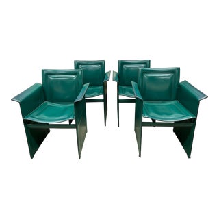 1970s Set of 4 Italian Modern Leather Solaria Chairs by Arrben For Sale
