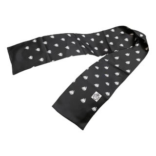Vintage Dolce & Gabbana Black and White Sicilian Symbol Silk Scarf For Sale