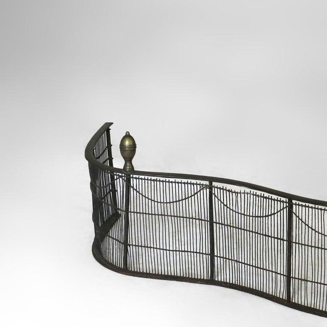 Traditional Antique Federal Brass & Wire Fireplace Fender & Three Piece Tool Set C1810 For Sale - Image 3 of 4