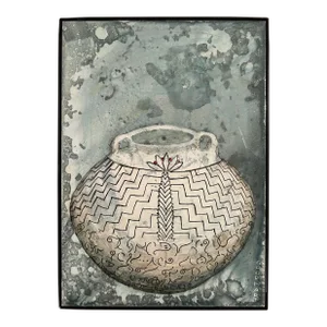 Contemporary Palm Vessel Painting, Framed