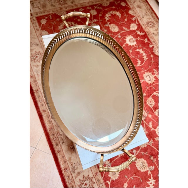Mid-Century Modern 1970s Hollywood Regency Filigree Mirror Vanity Tray For Sale - Image 3 of 8