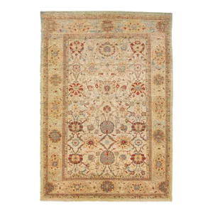 2010s Oversize Modern Sultanabad Wool Rug Handmade With Floral Motif in Light Blue