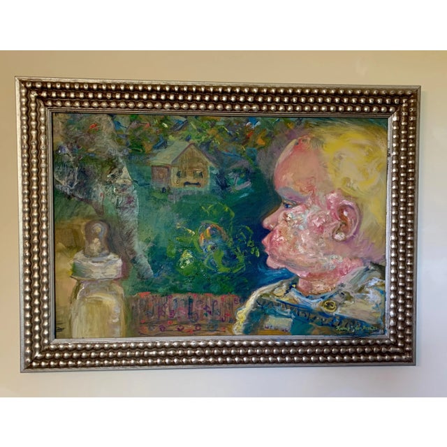 Contemporary Expressionist Figurative Oil Painting Framed Ready to hang. Great gift. 42.5”x32.5”. An elephant remembers...