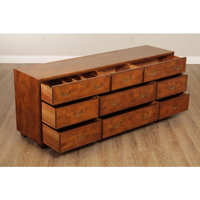 Campaign Henredon Campaign Style Oak Triple Dresser For Sale - Image 3 of 12