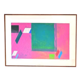 Original Signed Arlene Slavin "Jackman 1975" Large Framed Screenprint With Acrylic For Sale