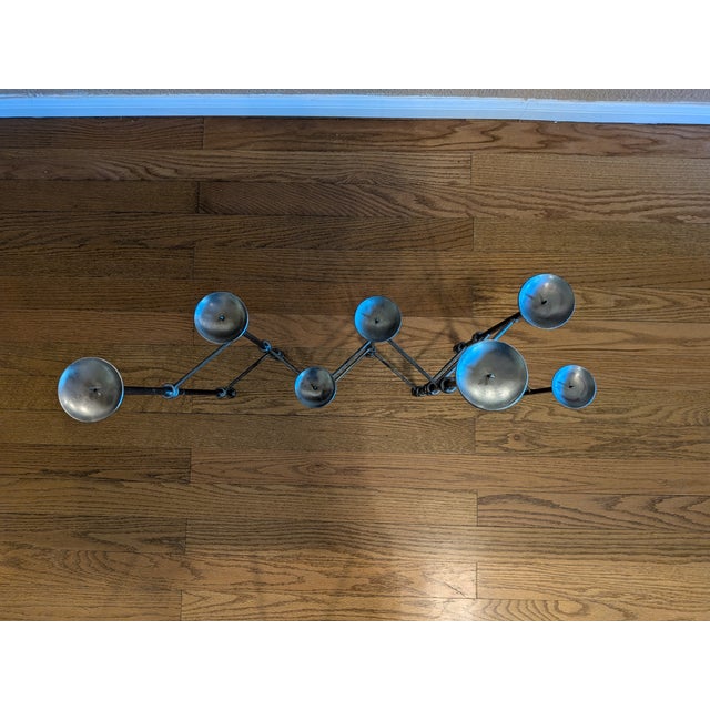 Extendable Wrought Iron Brutalist Candelabra For Sale - Image 4 of 8