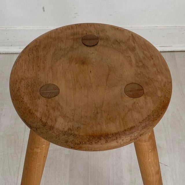 Rustic Wood Tripod Stool, 1970s For Sale - Image 3 of 6