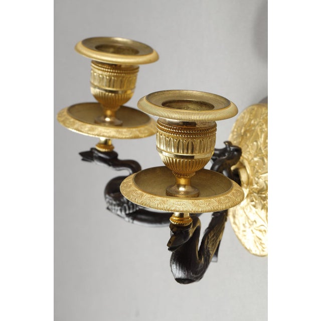 Small Two-Light Ormolu Sconces with Brown Patina, 1840s, Set of 2 For Sale - Image 12 of 14