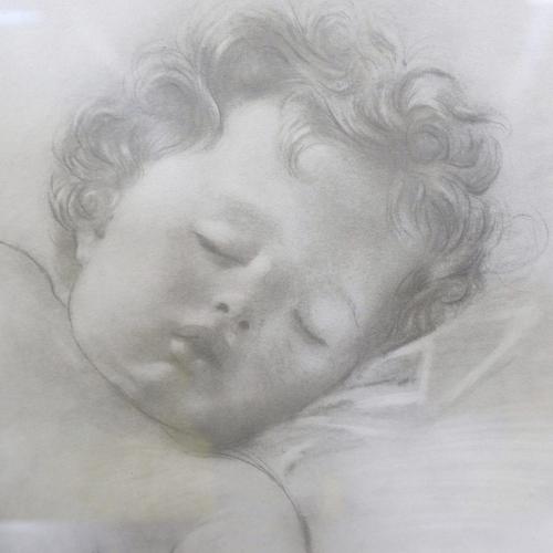 Messina, a Sleeping Child, 2000s, Pencil Drawing on Paper, Framed For Sale - Image 3 of 7