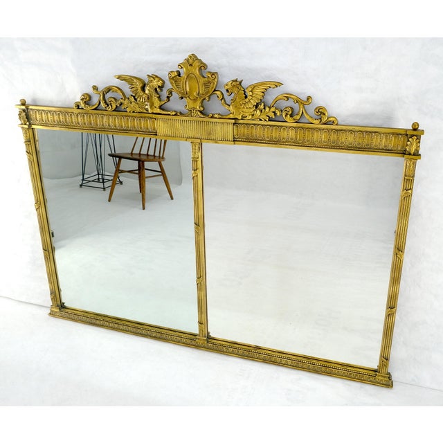 Large c1920s 65x49 Rectangle Neoclassical Gilt Mirror w/ Griffins MINT For Sale - Image 15 of 16