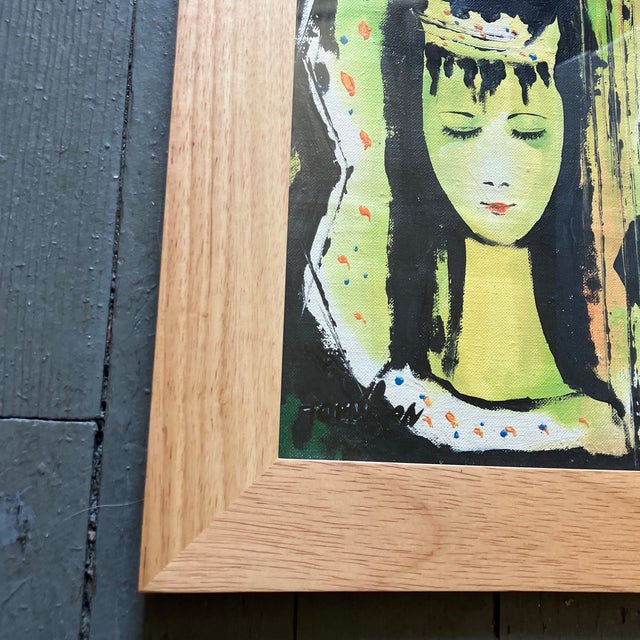 1970’s original abstract expressionist female portrait painting. Signed and framed. Measures 8x10 or 11x13 framed.