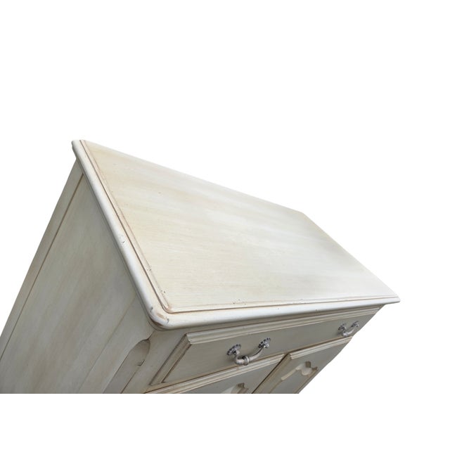 1990s Ethan Allen Country French Linen Chest Armoire Dresser Chifforobbe White Wood For Sale - Image 11 of 15