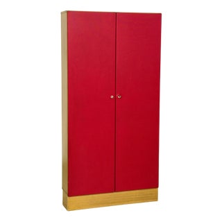 Mid-Century Red Shoe Cabinet For Sale