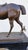 Black marble clock, surmounted by a horse in spelter with brown bronze-like patina, signed Emile Loiseau Some chips to the...